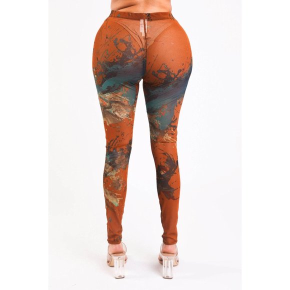 Women's Casual Printed Skinny Gym,Sports,Yoga Sexy Leggings Pants Rust-Combo - Picture 4 of 8